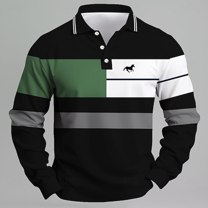 Golf Equipment Discount - Camisa polo masculina listrada com logotipo